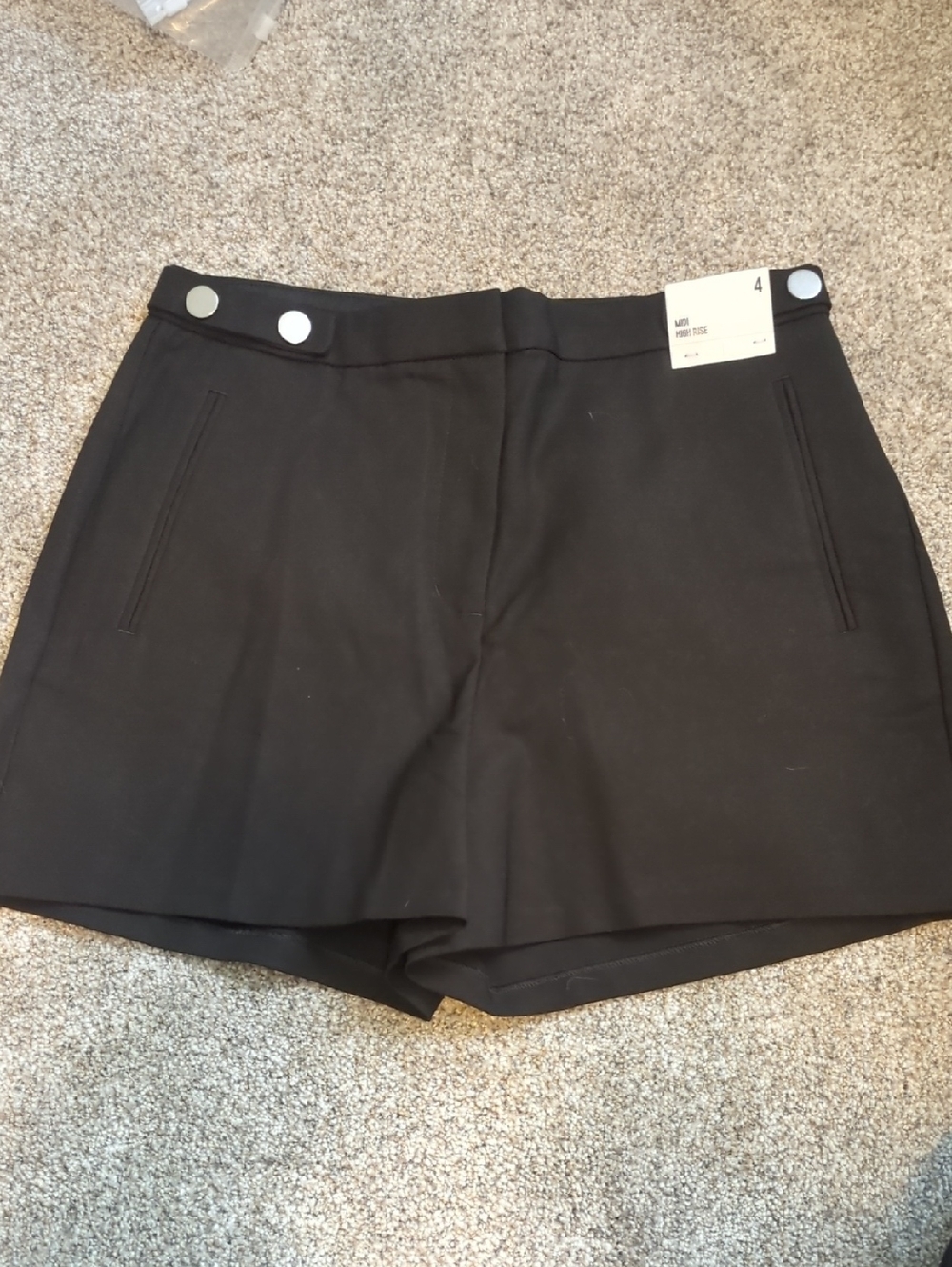 Express Black High Waist Button Detail Shorts